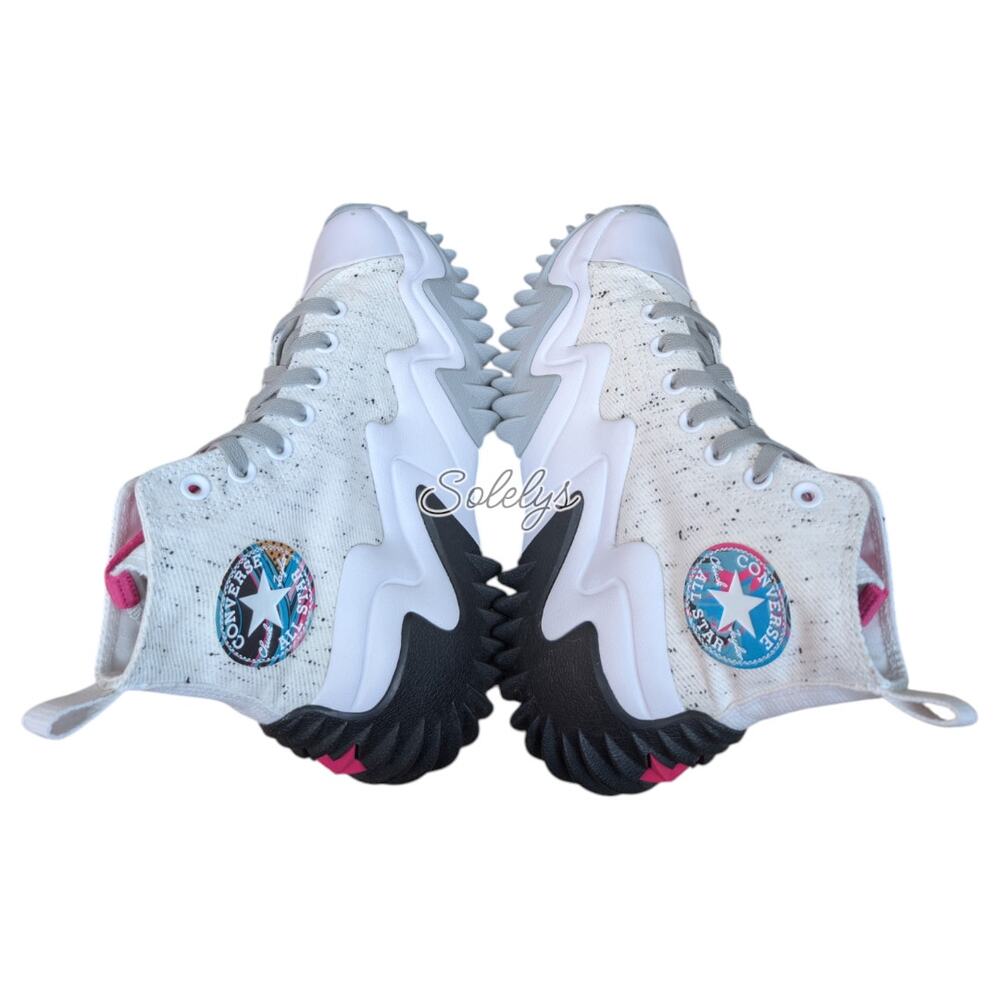 Converse Run Star Motion 90s Marbled White Prime Pink Black Platform Sneaker 6 - Picture 10 of 10